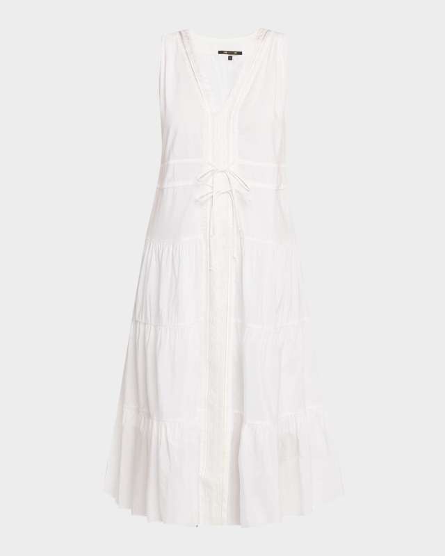 Edison Tiered Geo-Embroidered Midi Dress